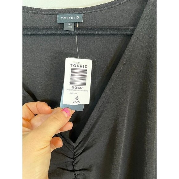 Torrid Top Women 3X Black Pullover Crepe Lace Neutral Whimsygoth Fairy Western - Picture 9 of 14